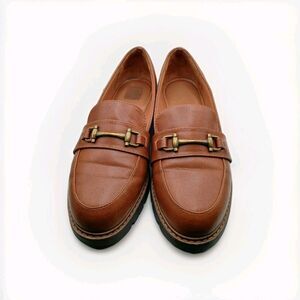 Women’s Brown Loafers Size 8.5 Chunky Lug Sole Slip On Shoes